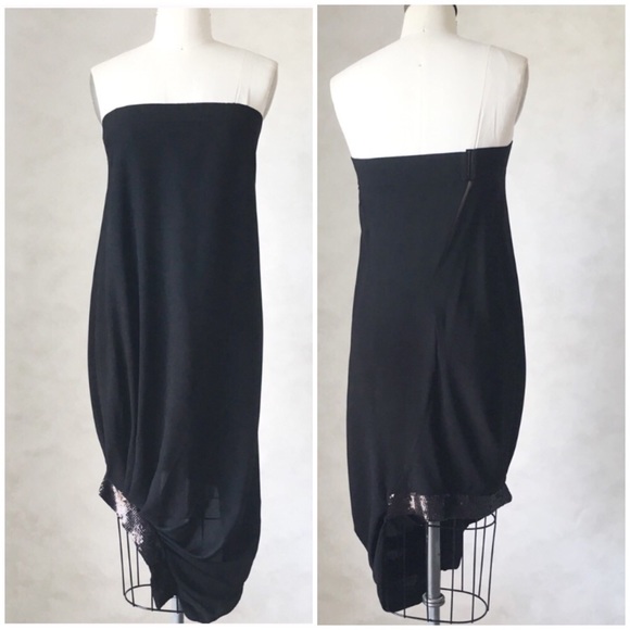 BCBGMaxAzria Dresses & Skirts - BCBGMAXAZRIA STRAPLESS ASYMMETRIC DRAPE GOWN DRESS